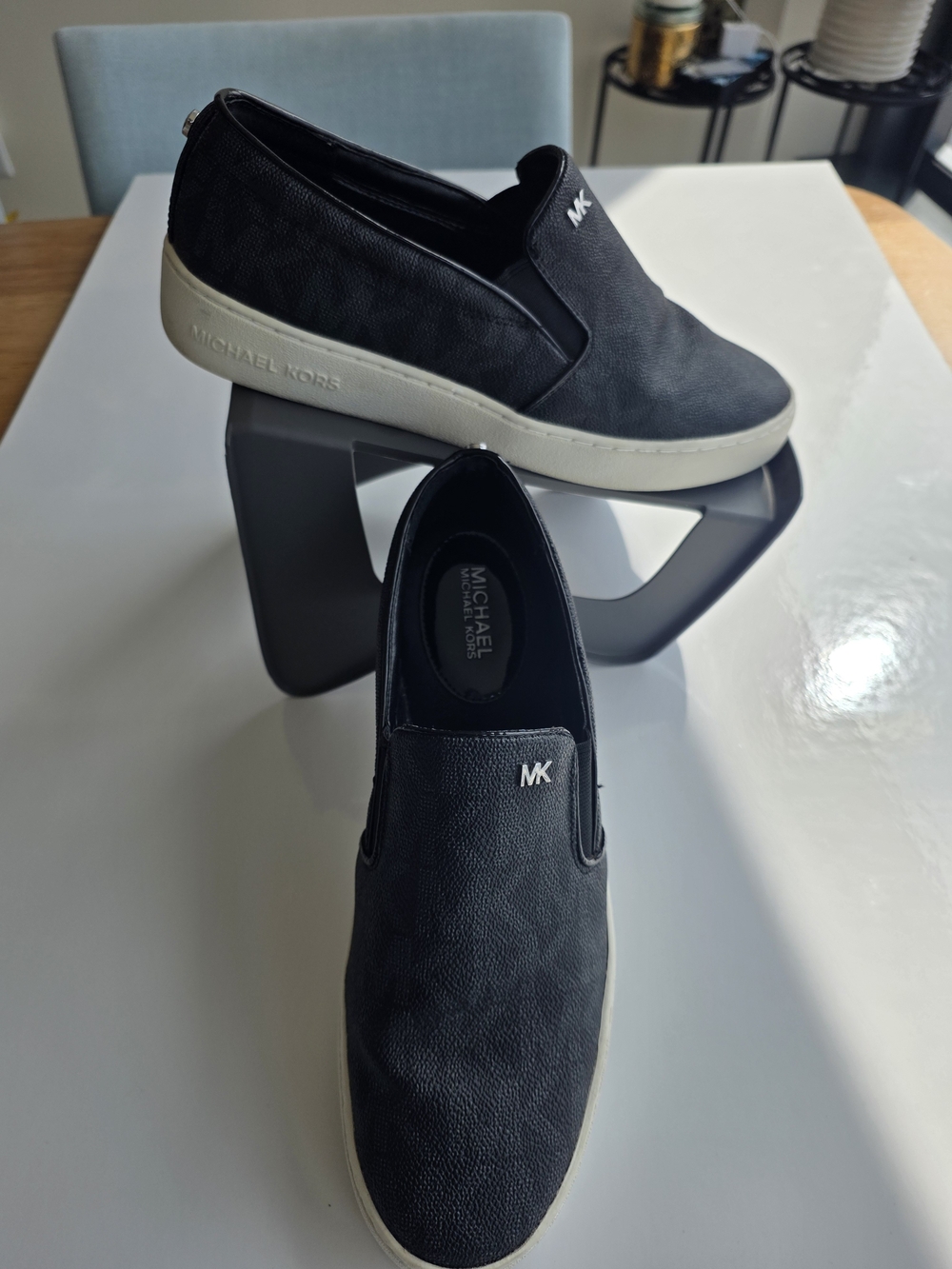 Michael Kors Black Slip-On Loafers with White Sole